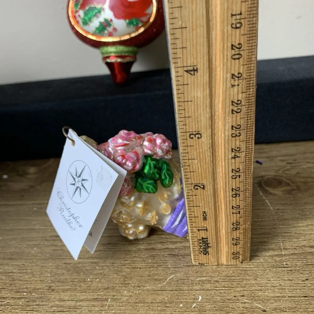 Radko Glass Christmas Ornaments Red Cardinal Holly & Boot Hand Painted